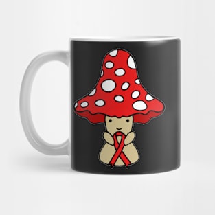 Mushroom holding a big Awareness Ribbon (Red) Mug